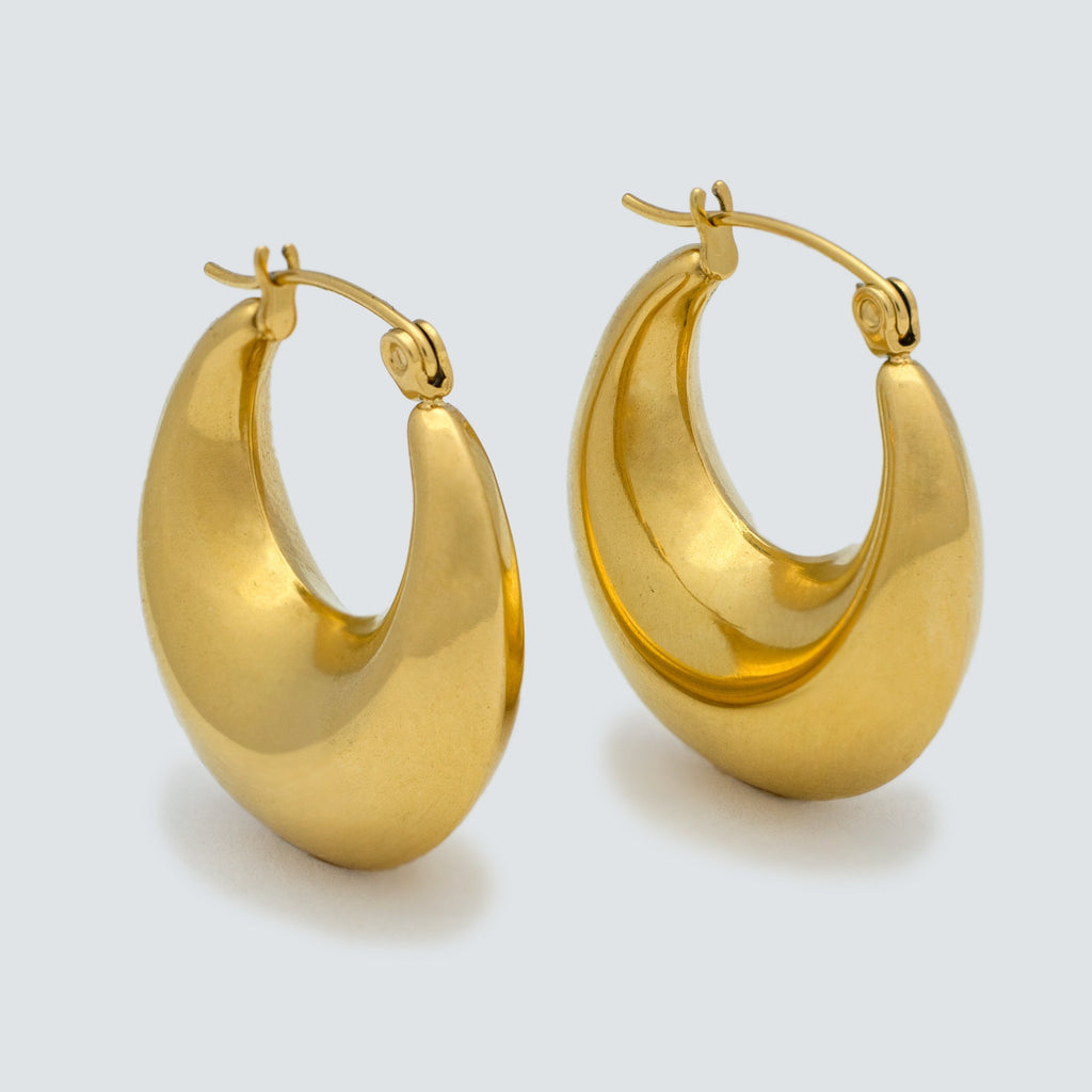 Moon Hoop Earrings Gold