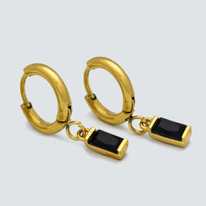 Black Stone Earrings Gold