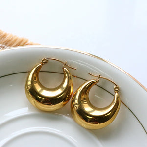 Moon Hoop Earrings Gold