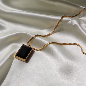 Black Stone Necklace Gold