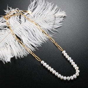 Pearls and Gold Chain Necklace