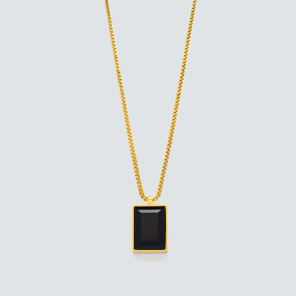 Black Stone Necklace Gold