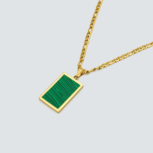 Striped Green Stone Necklace Gold